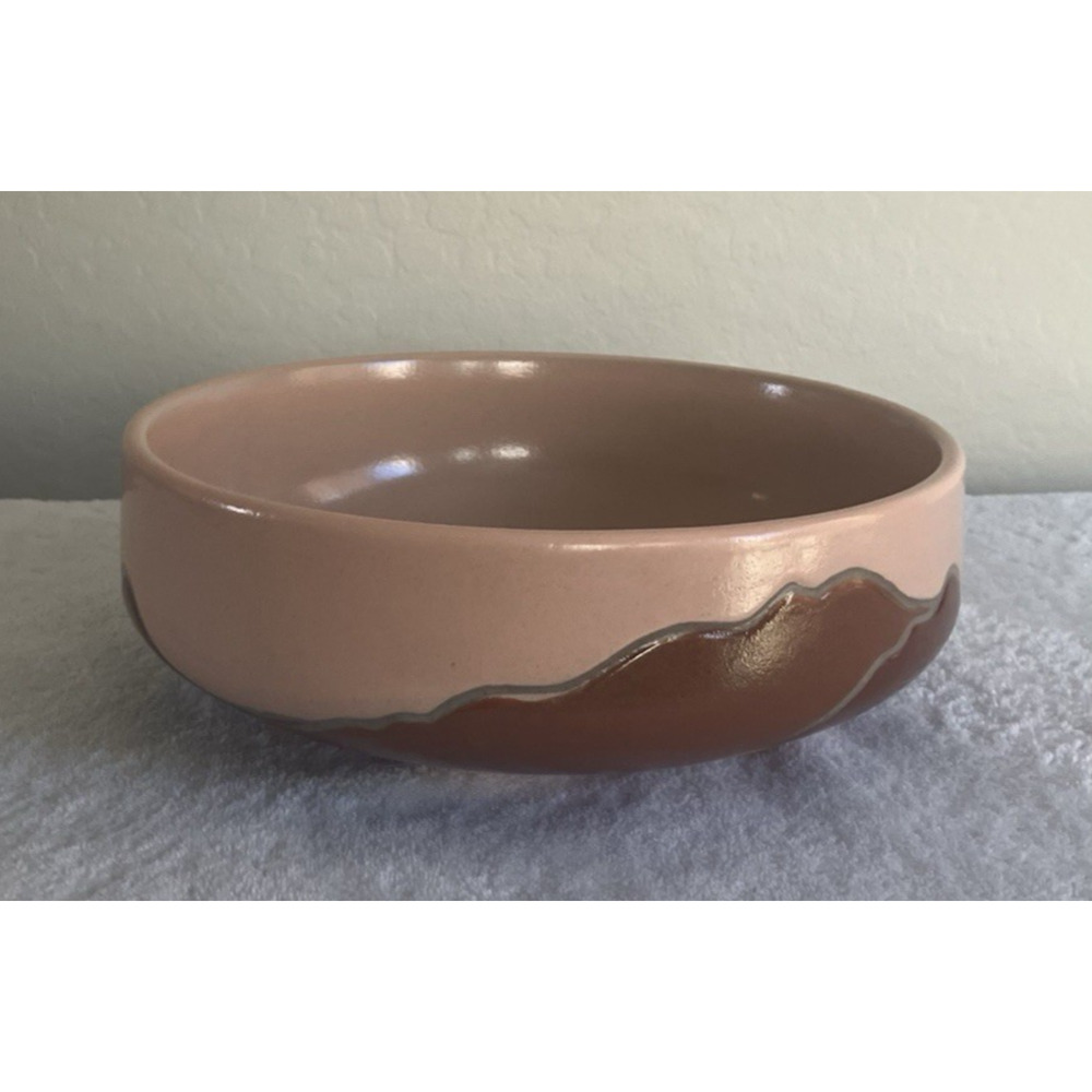 Kolor Me Kody Pottery Bowl Ceramic Coral Brown Pink Desert Boho Decor Earthy